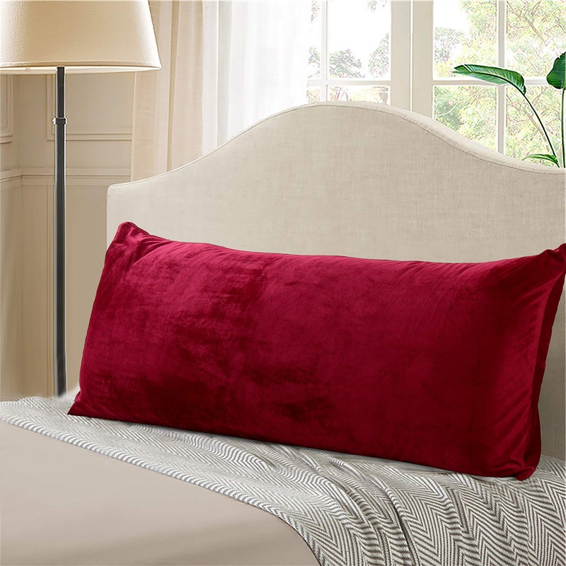 EVOLIVE Soft Micromink Body Pillow Cover 21''x54'', Wine (100% Polyester, Zipper Closure, US Women-Owned) - Image 2